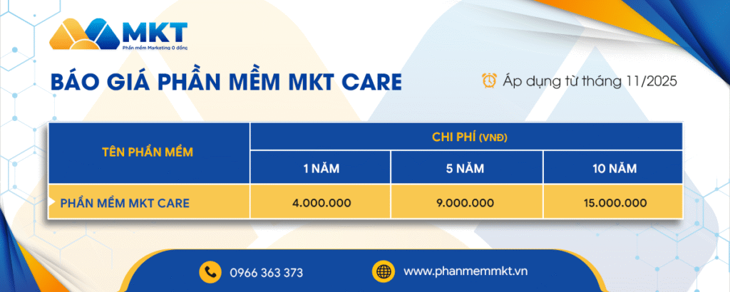 Bảng giá phần mềm MKT Care