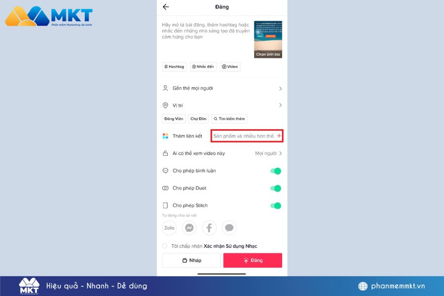 Cách gắn link sản phẩm thủ công