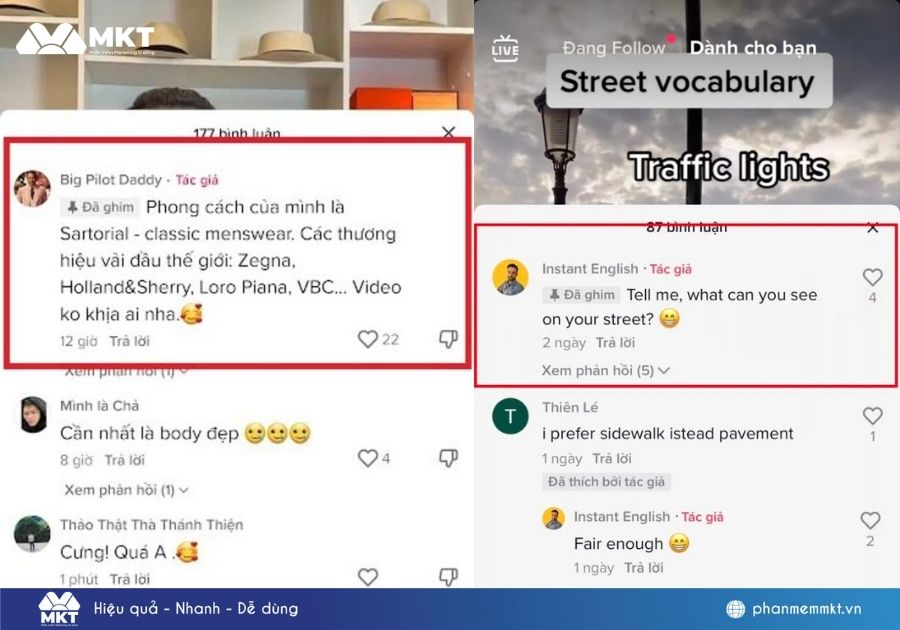 cách ghim bình luận trên TikTok