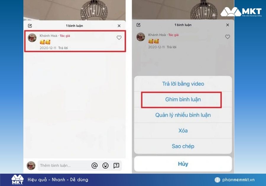 cách ghim bình luận trên TikTok