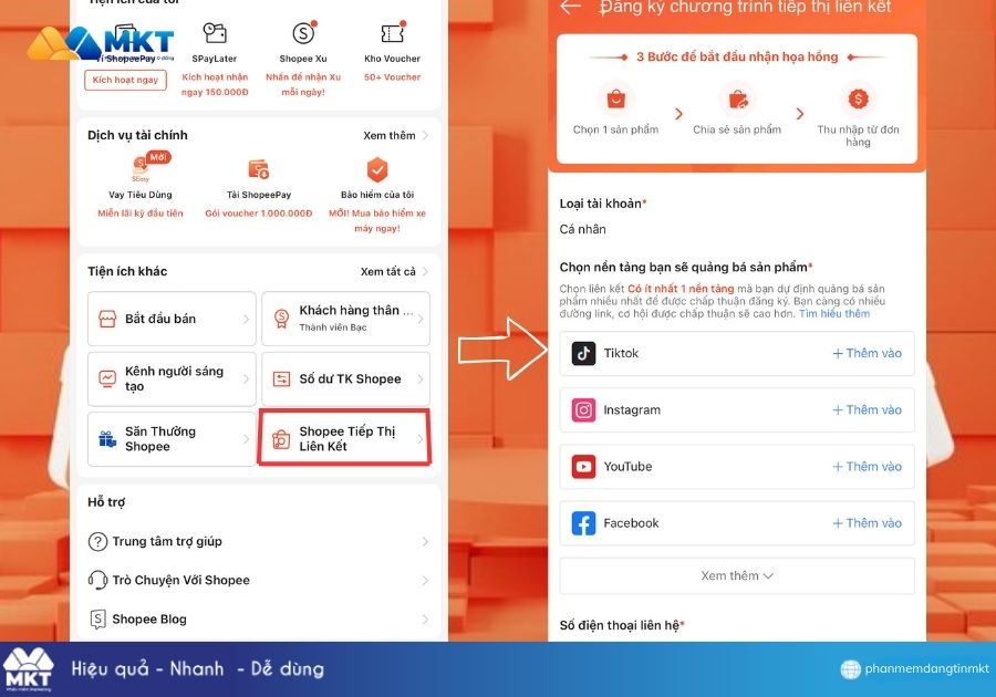Cách tạo link affiliate Shopee trên Tiktok