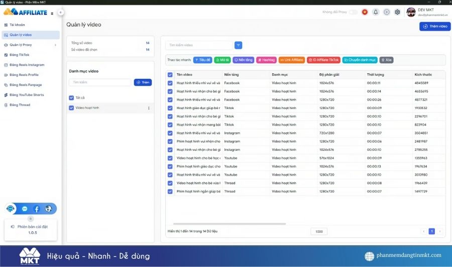 phần mềm Affiliate Marketing tự động