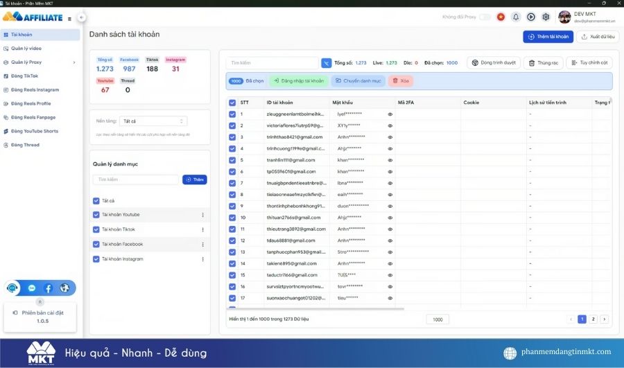 phần mềm Affiliate Marketing tự động