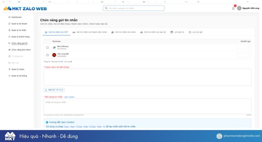 Phần mềm MKT Zalo Web