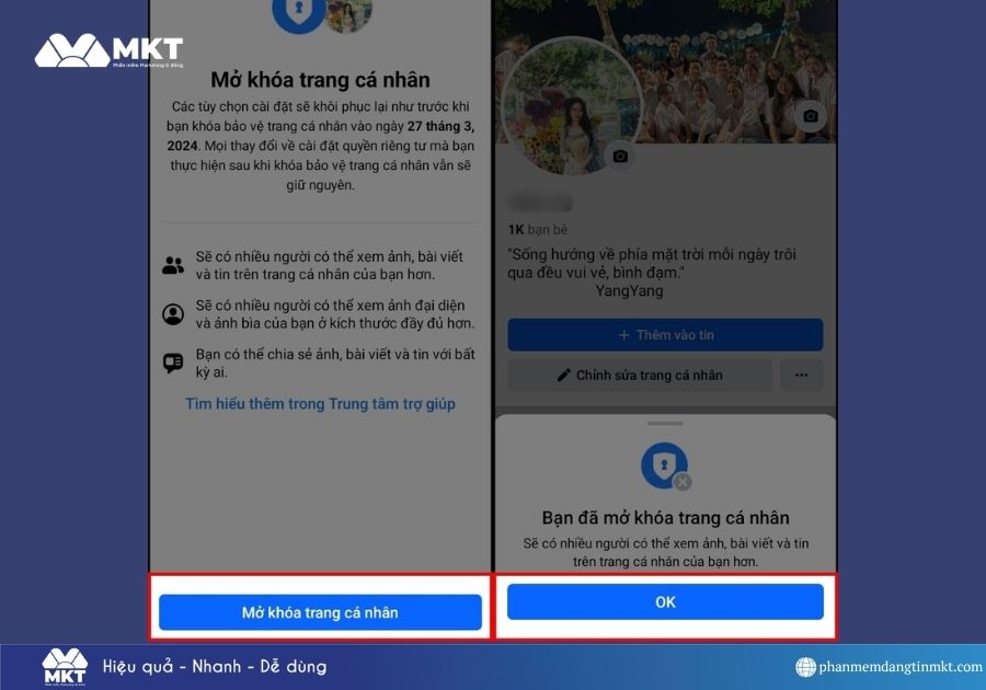 Cách mở khóa bảo vệ trang cá nhân Facebook